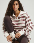 Stripe Branded Rugby Top - Dusty Pink/Marshmallow White