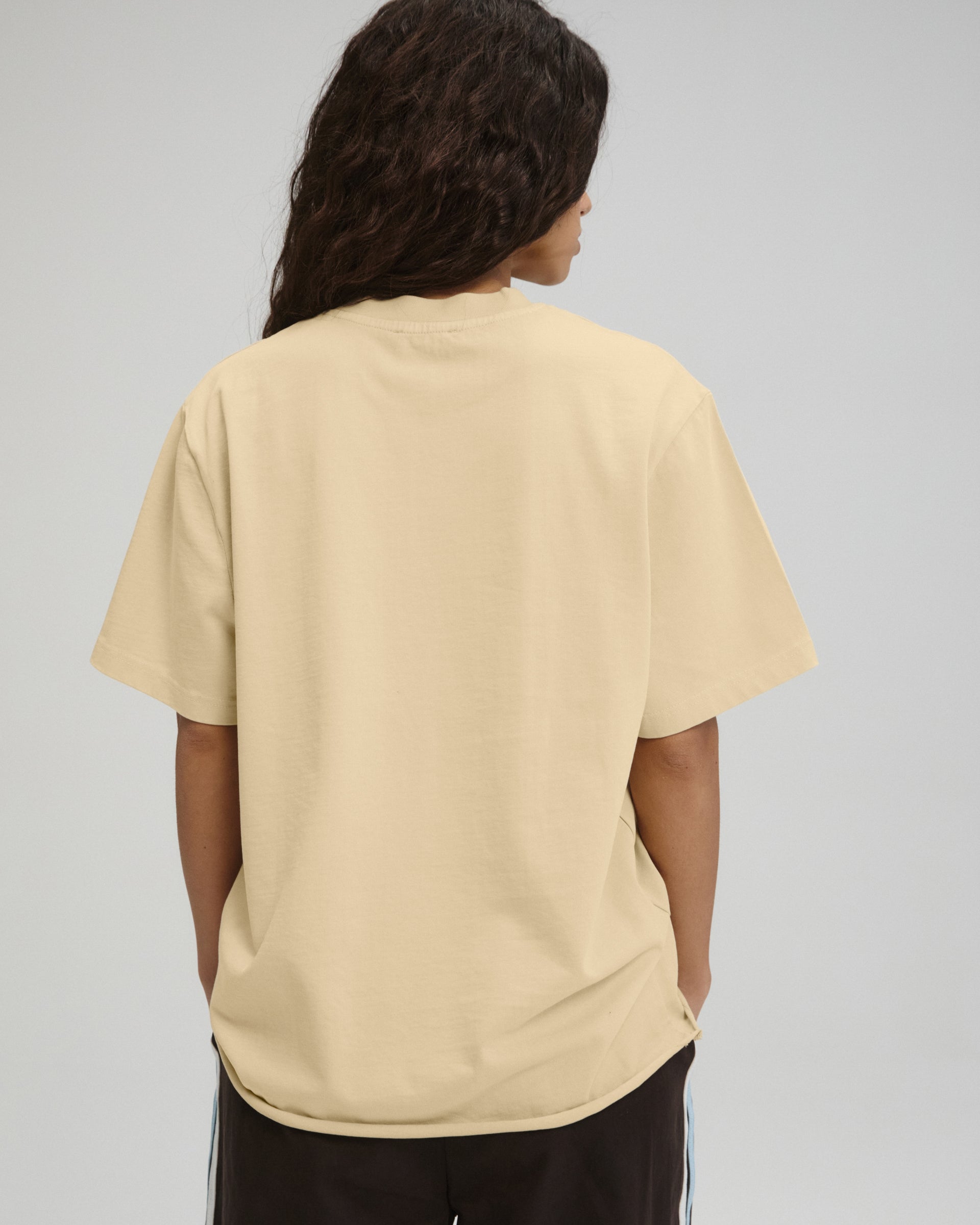 AS Stitch Washed Short Sleeve Oversized T-shirt - Caramel Beige/Marshmallow White