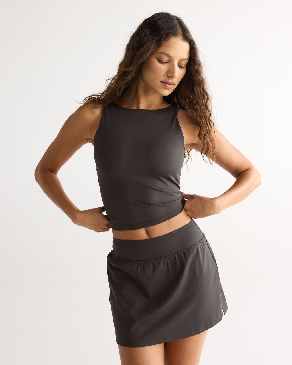 Ultimate Scoop Back Tank - Coffee Bean