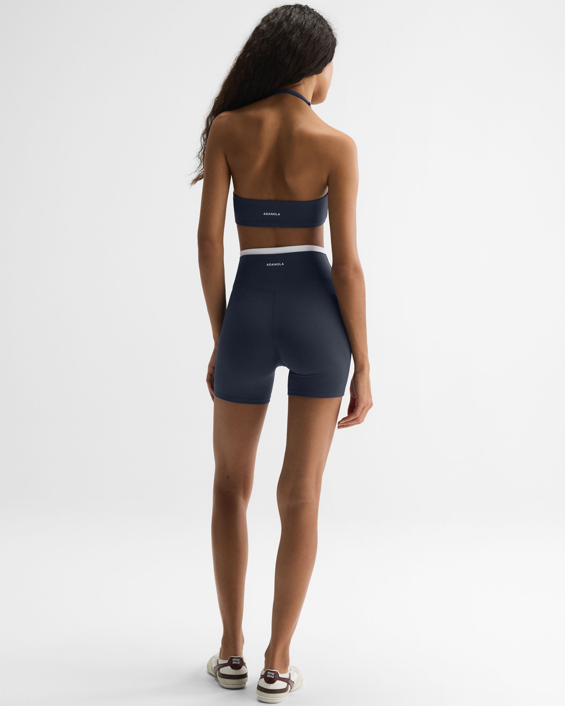 Ultimate Halter Double Layer Bra - Midnight Blue/White