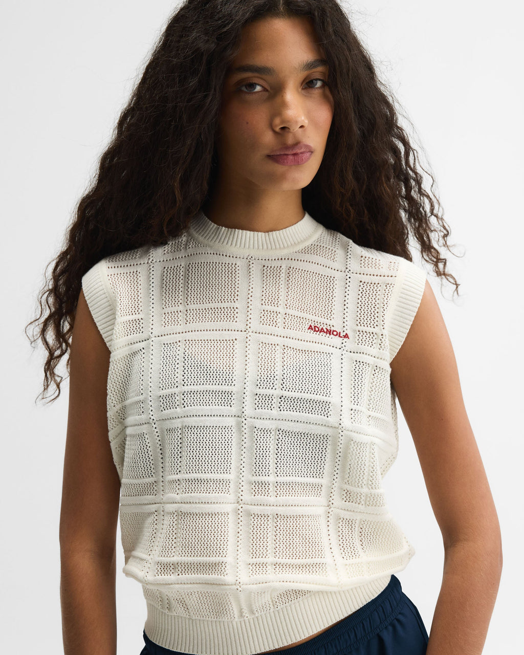 Jaquard Knit Vest Top - Marshmallow White