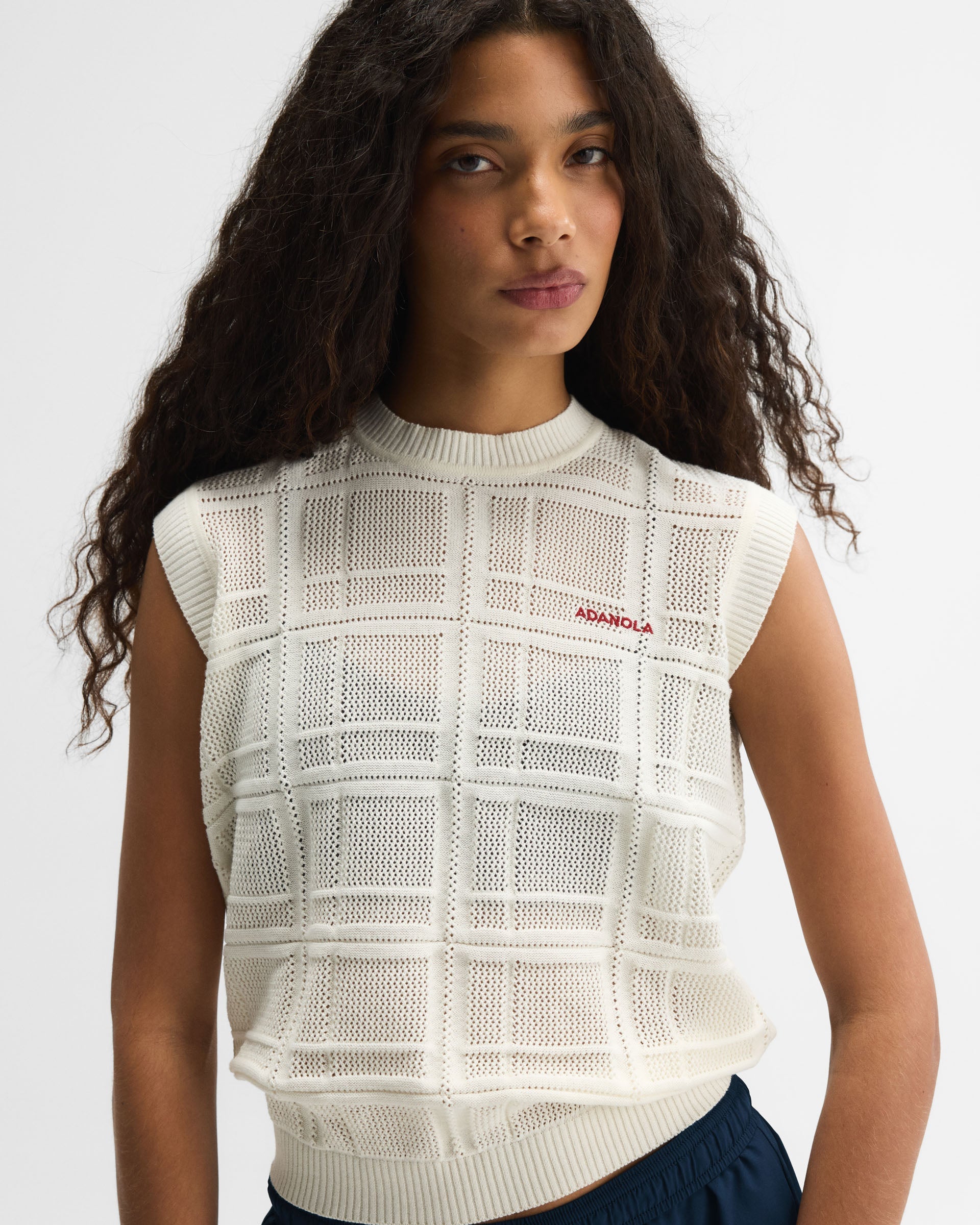 Jaquard Knit Vest Top - Marshmallow White
