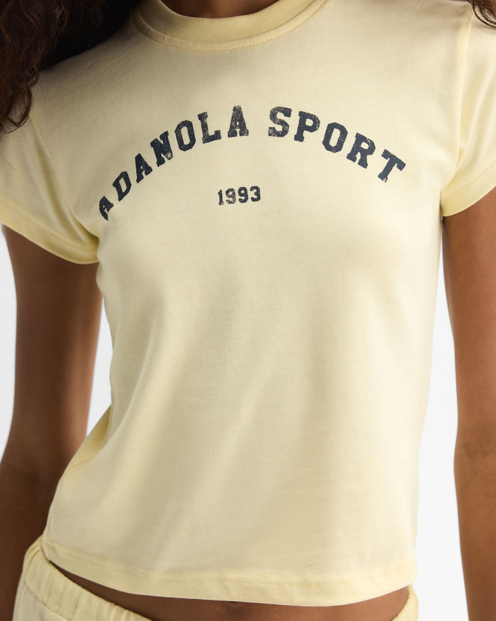 Adanola Sport Baby Tee - Buttercream/Navy Blue