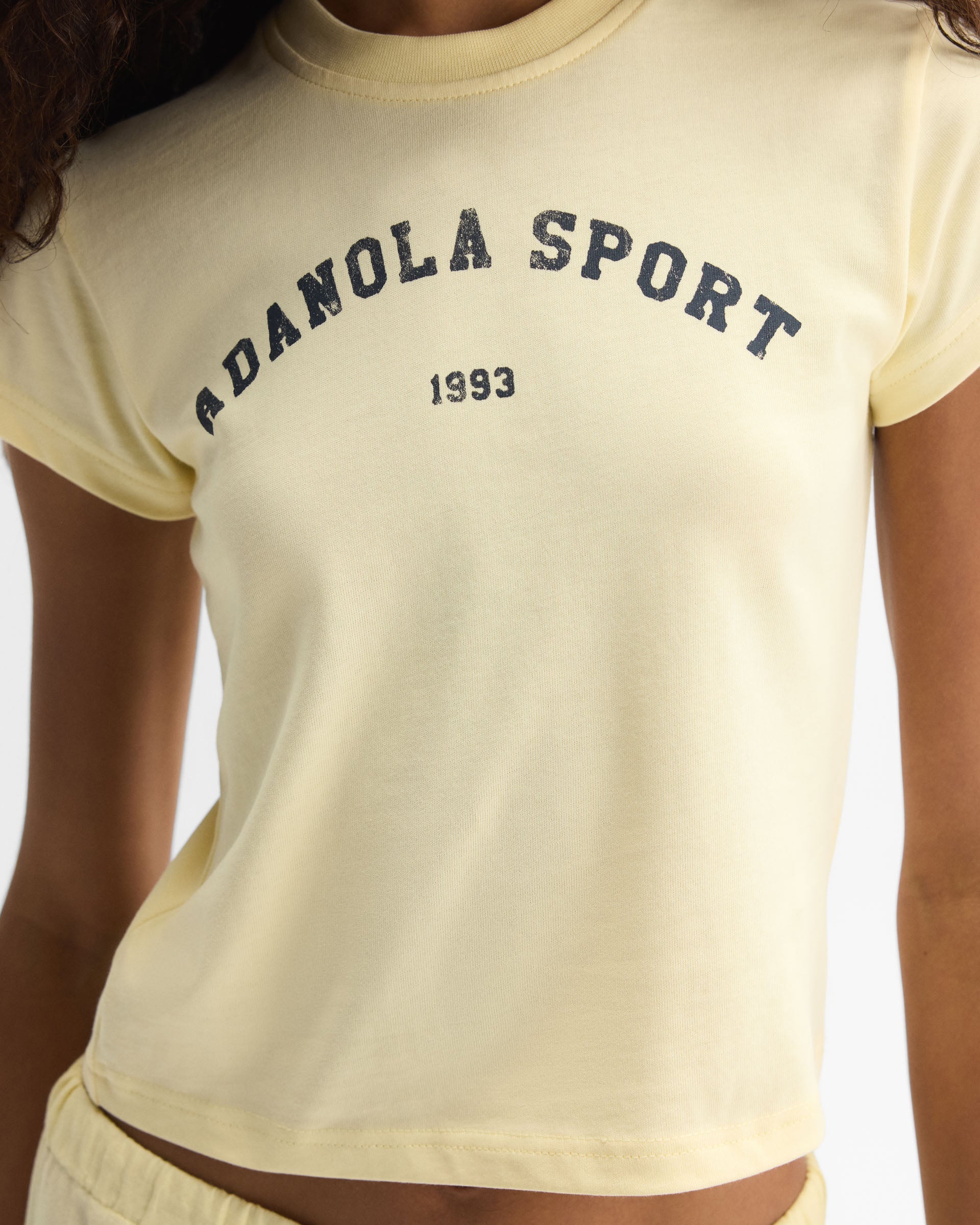 Adanola Sport Baby Tee - Buttercream/Navy Blue