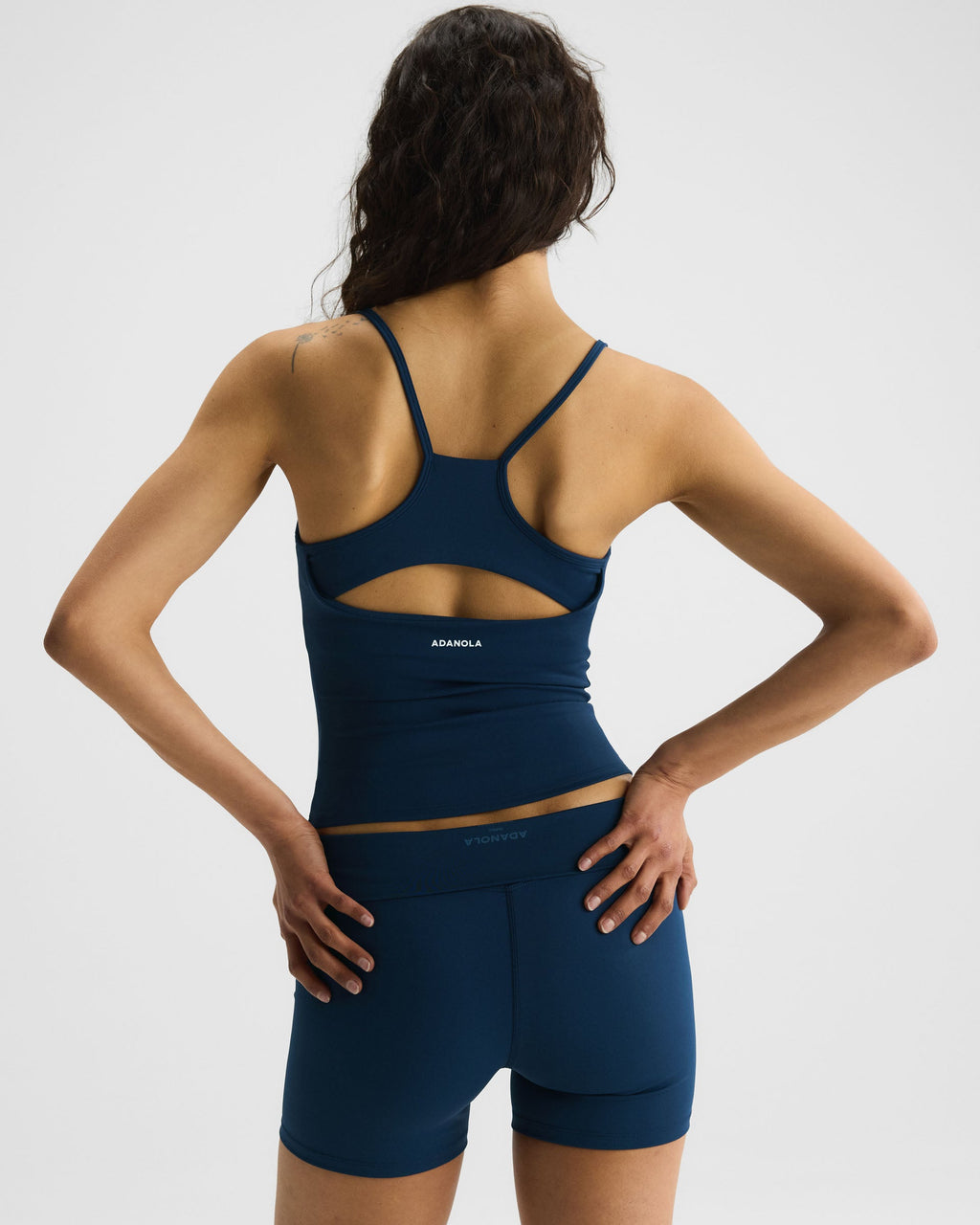 Ultimate Ruched Open Back Tank - Navy Blue