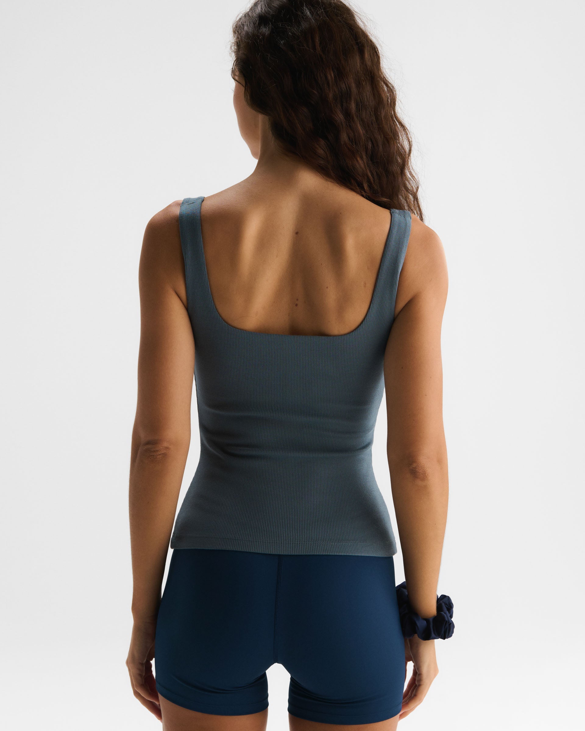 Modal Soft Rib Square Neck Cami Top - Storm Blue