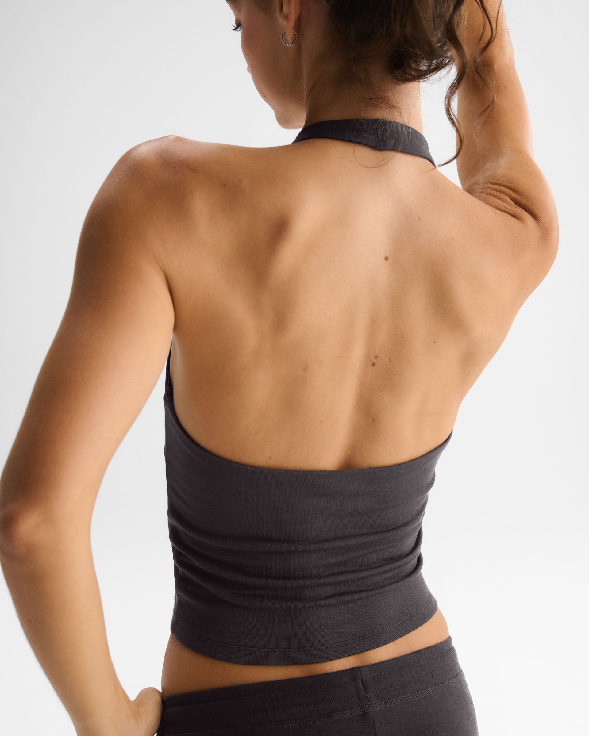 Modal Soft Halter Neck Tank Top - Coffee Bean