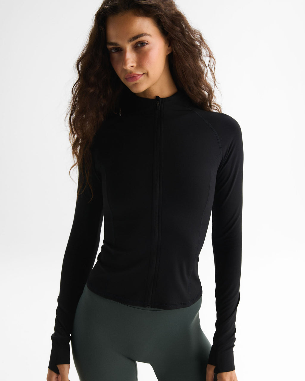 Ultimate Long Sleeve Zip Up Top - Black