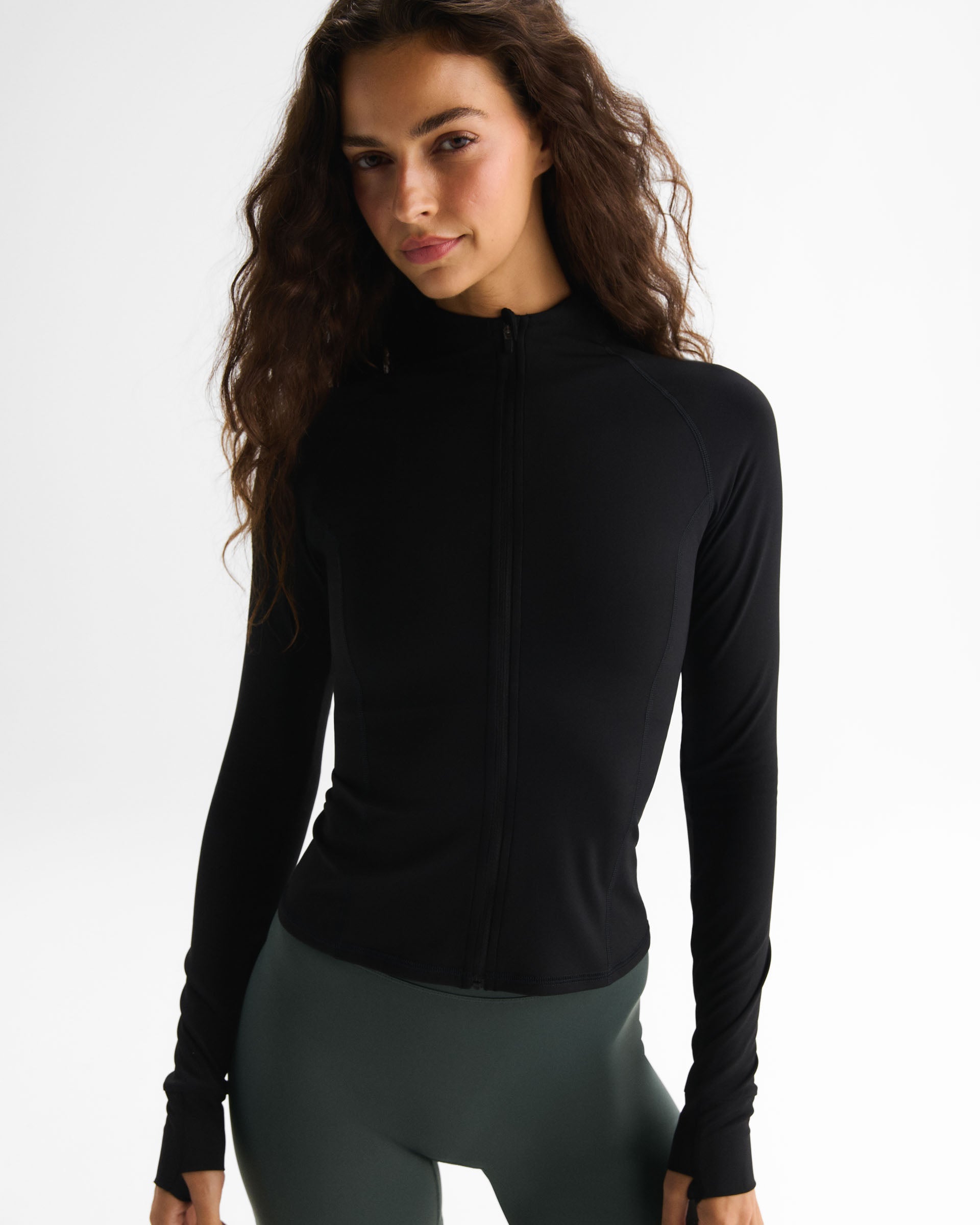 Ultimate Long Sleeve Zip Up Top - Black