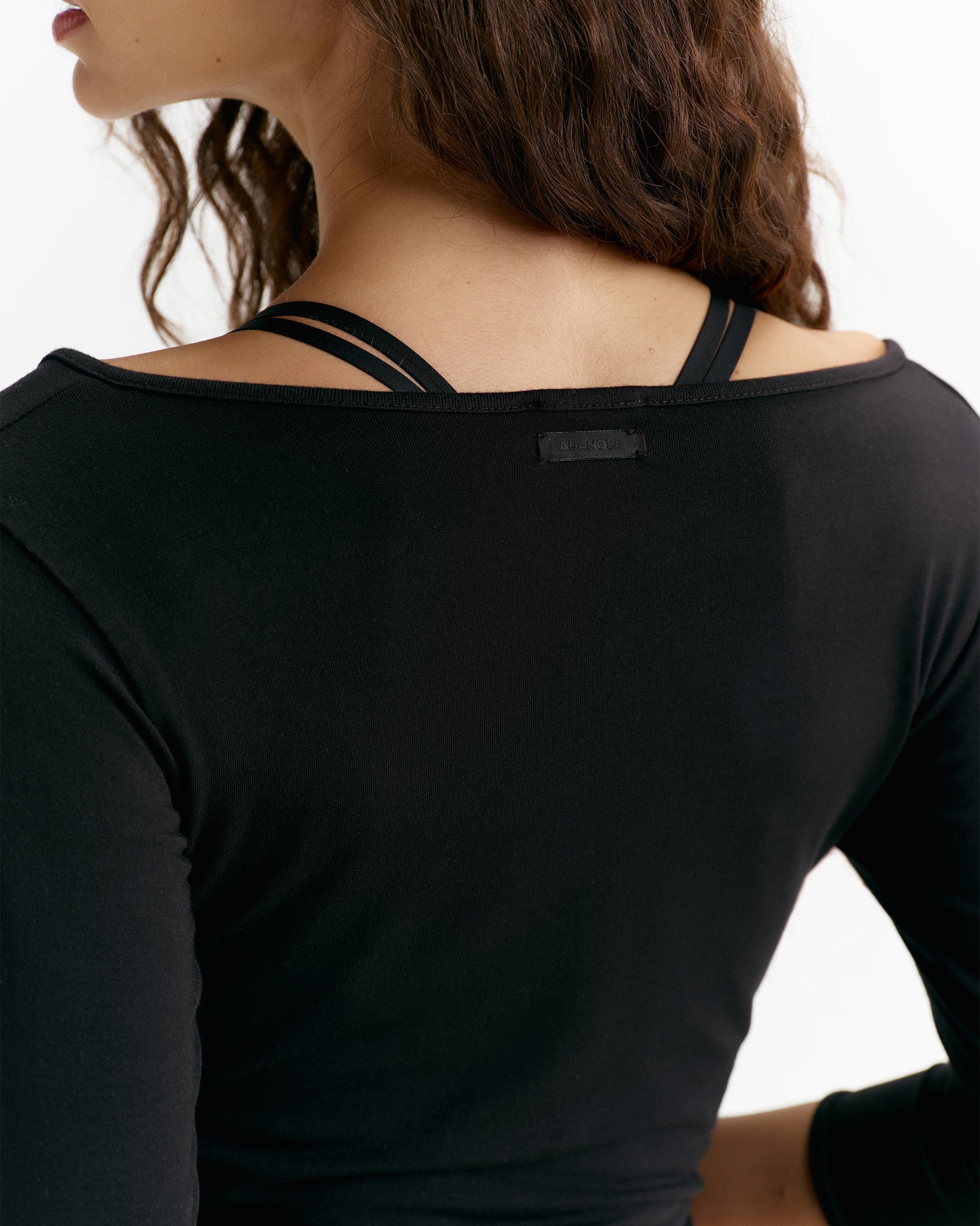 Modal Soft Lounge Long Sleeve Wrap Top - Black
