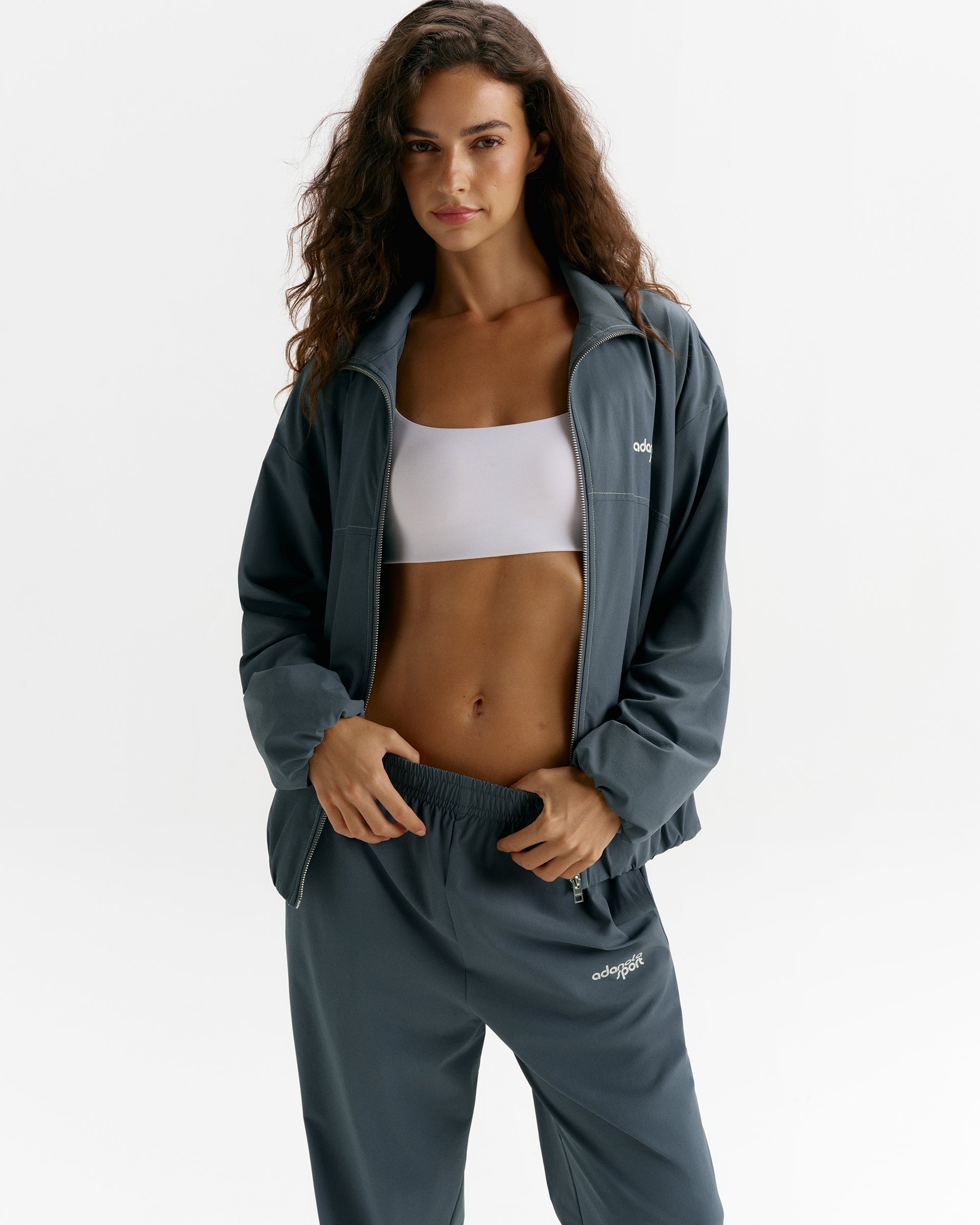 Adanola Sport Top-Stitch Detail Track Jacket - Storm Blue