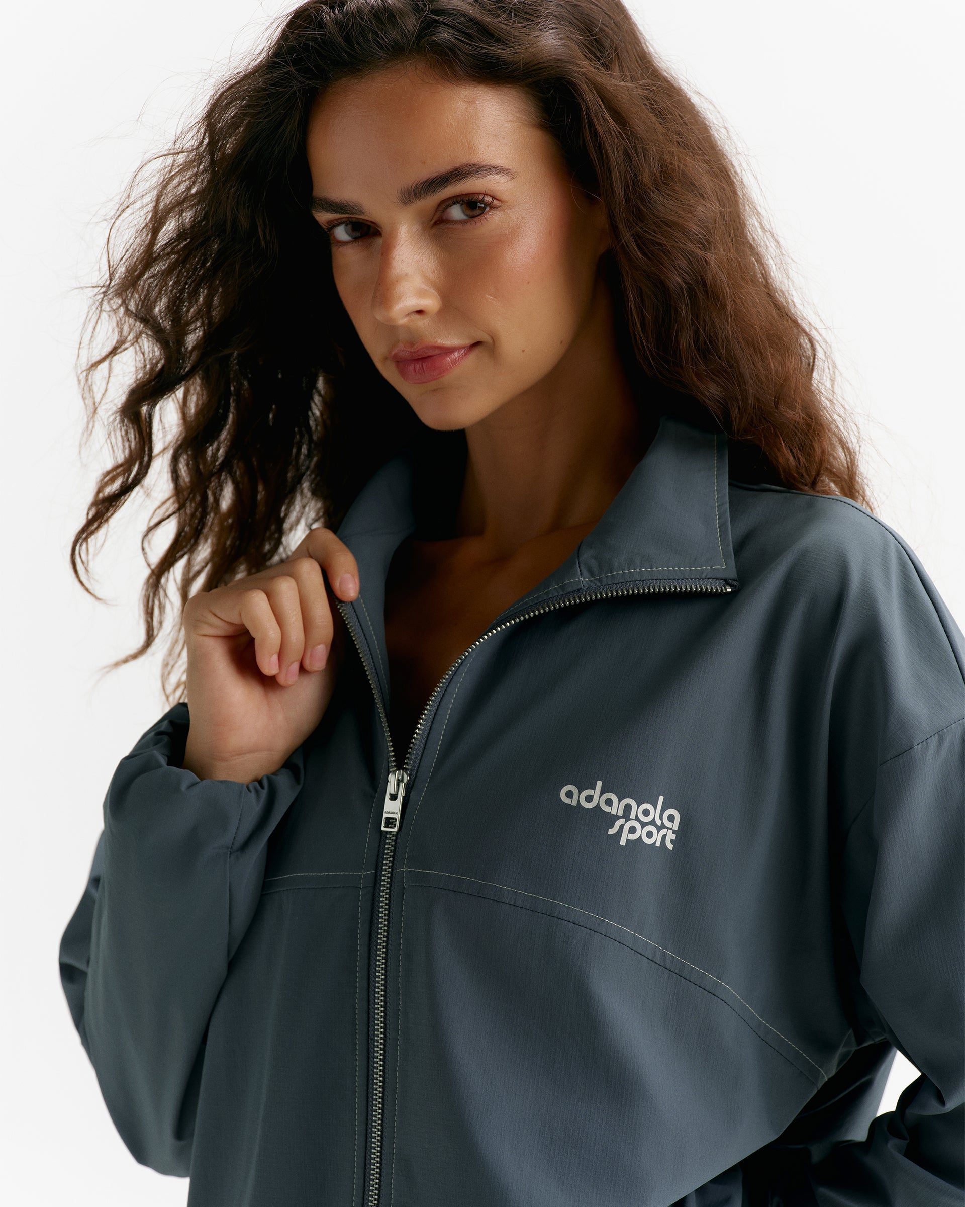 Adanola Sport Top-Stitch Detail Track Jacket - Storm Blue