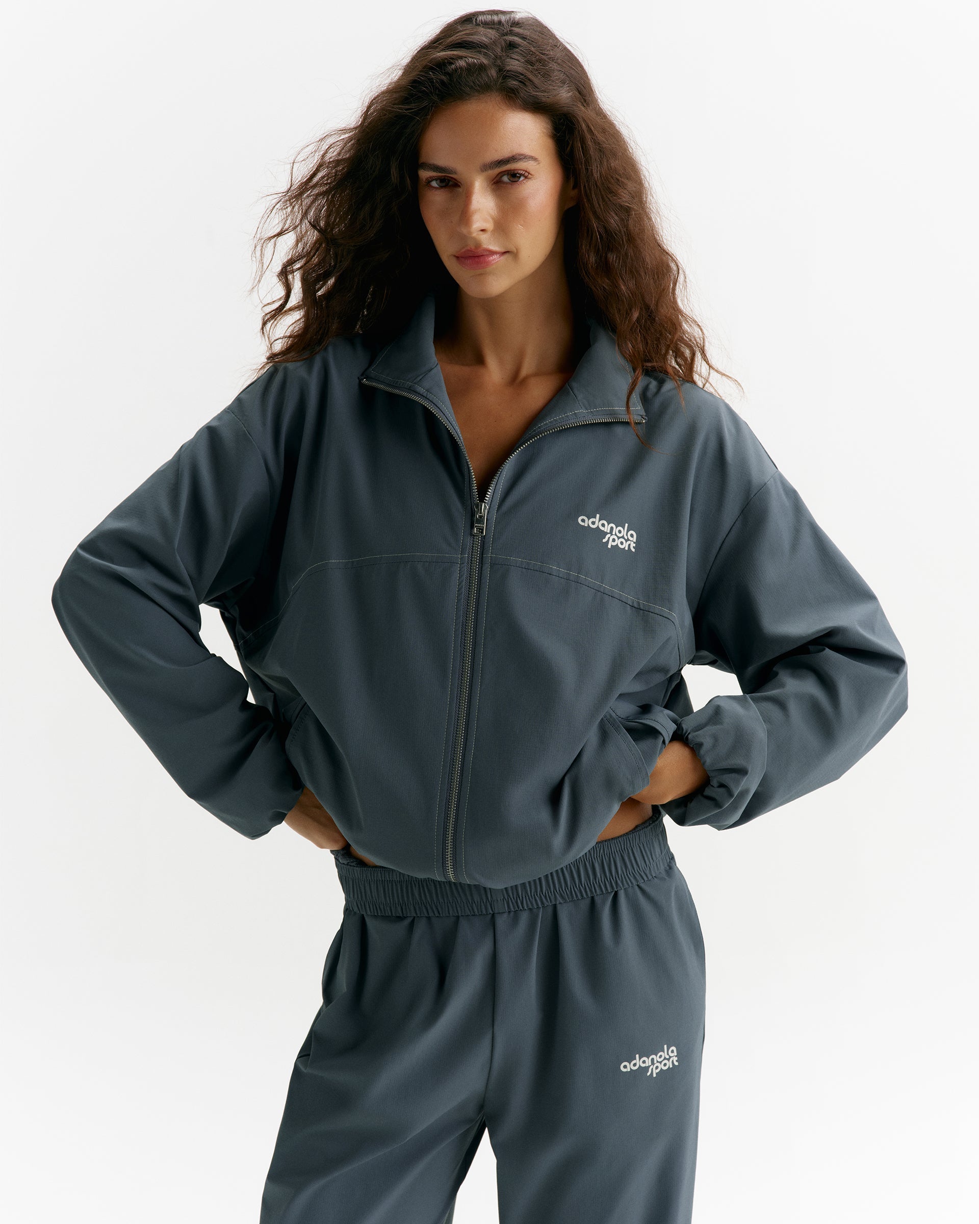 Adanola Sport Top-Stitch Detail Track Jacket - Storm Blue