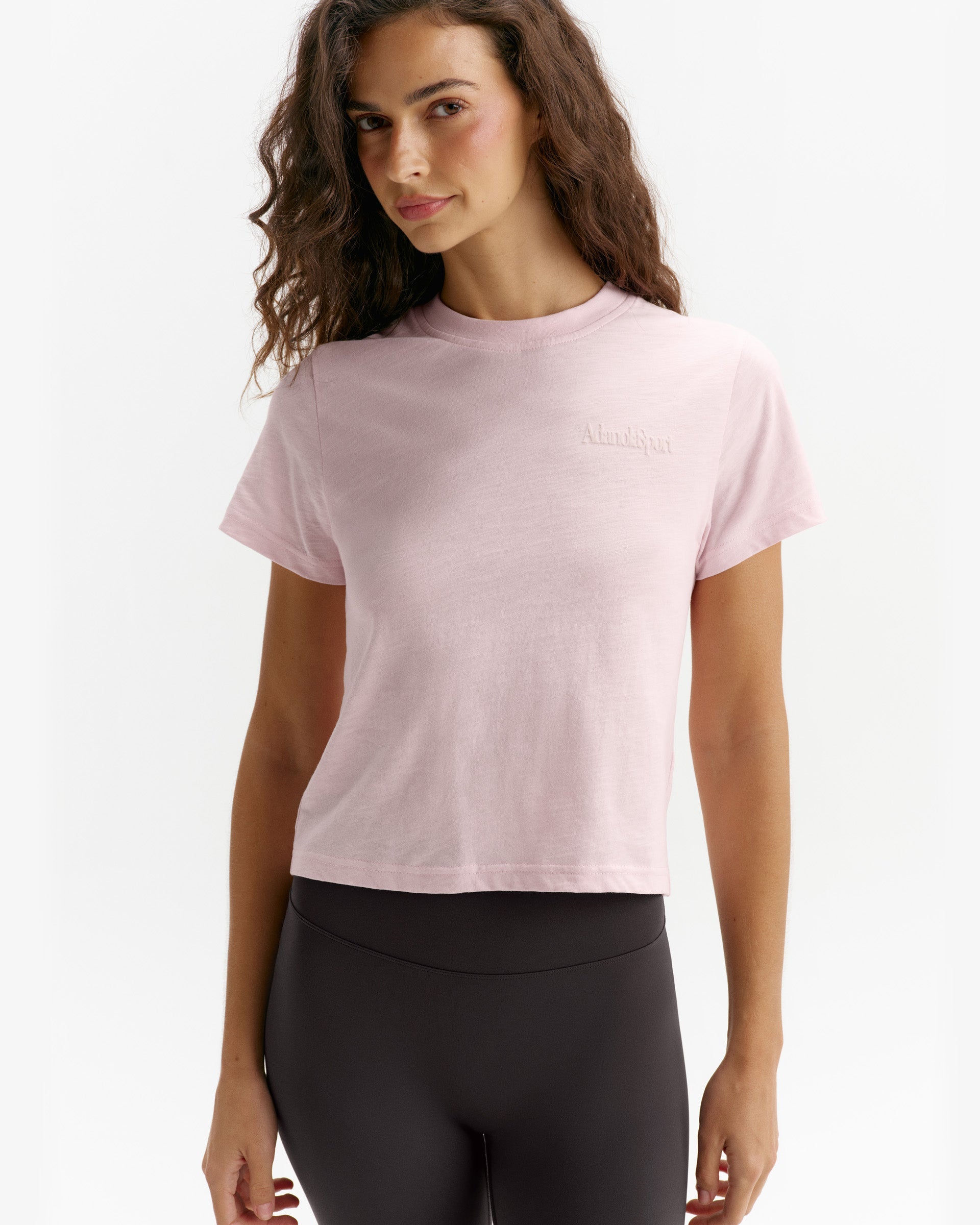 Retro Adanola Sport Classic Slub T-shirt - Soft Pink/Marshmallow White