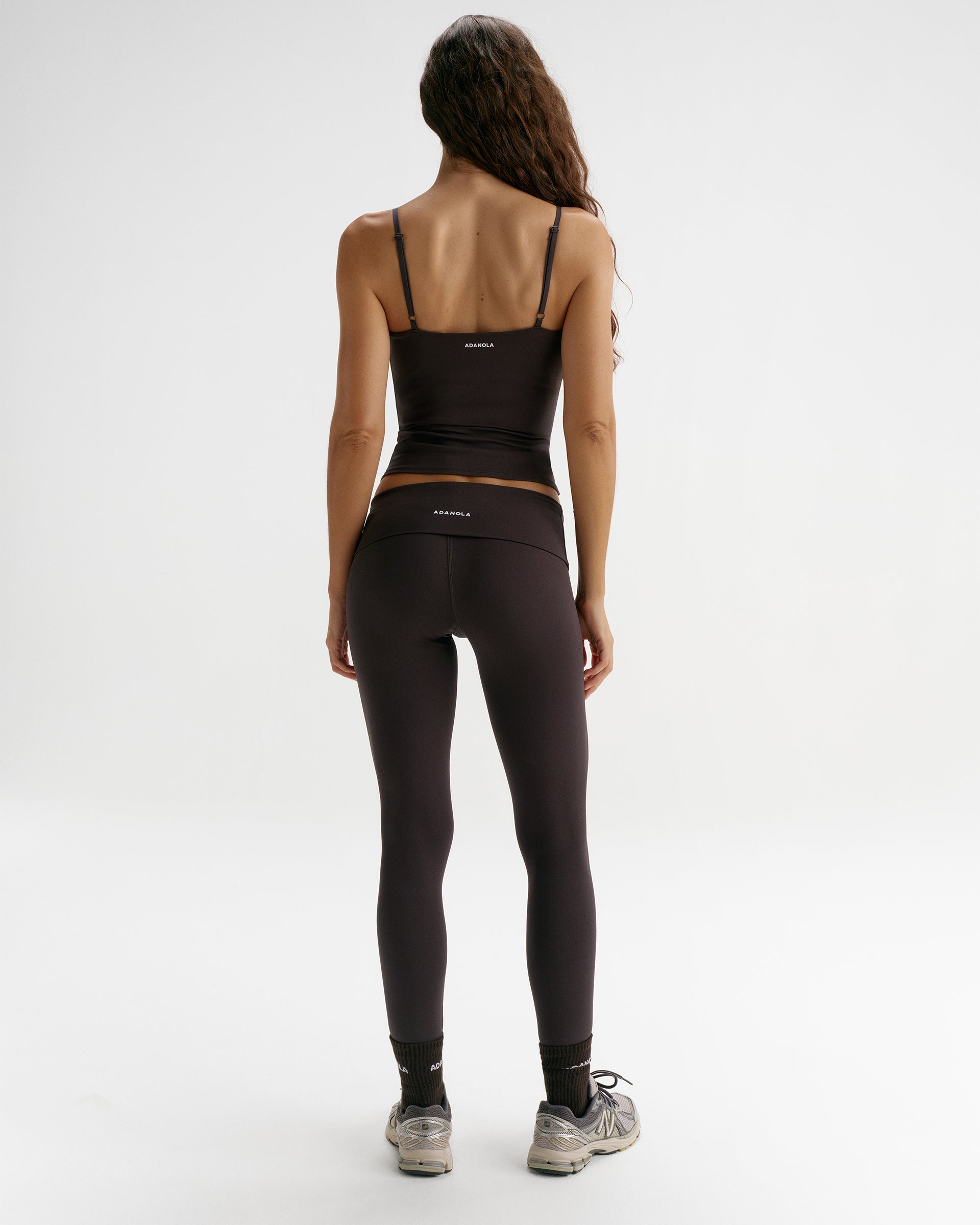 Low Rise Fold Over Yoga Leggings - Coffee Bean