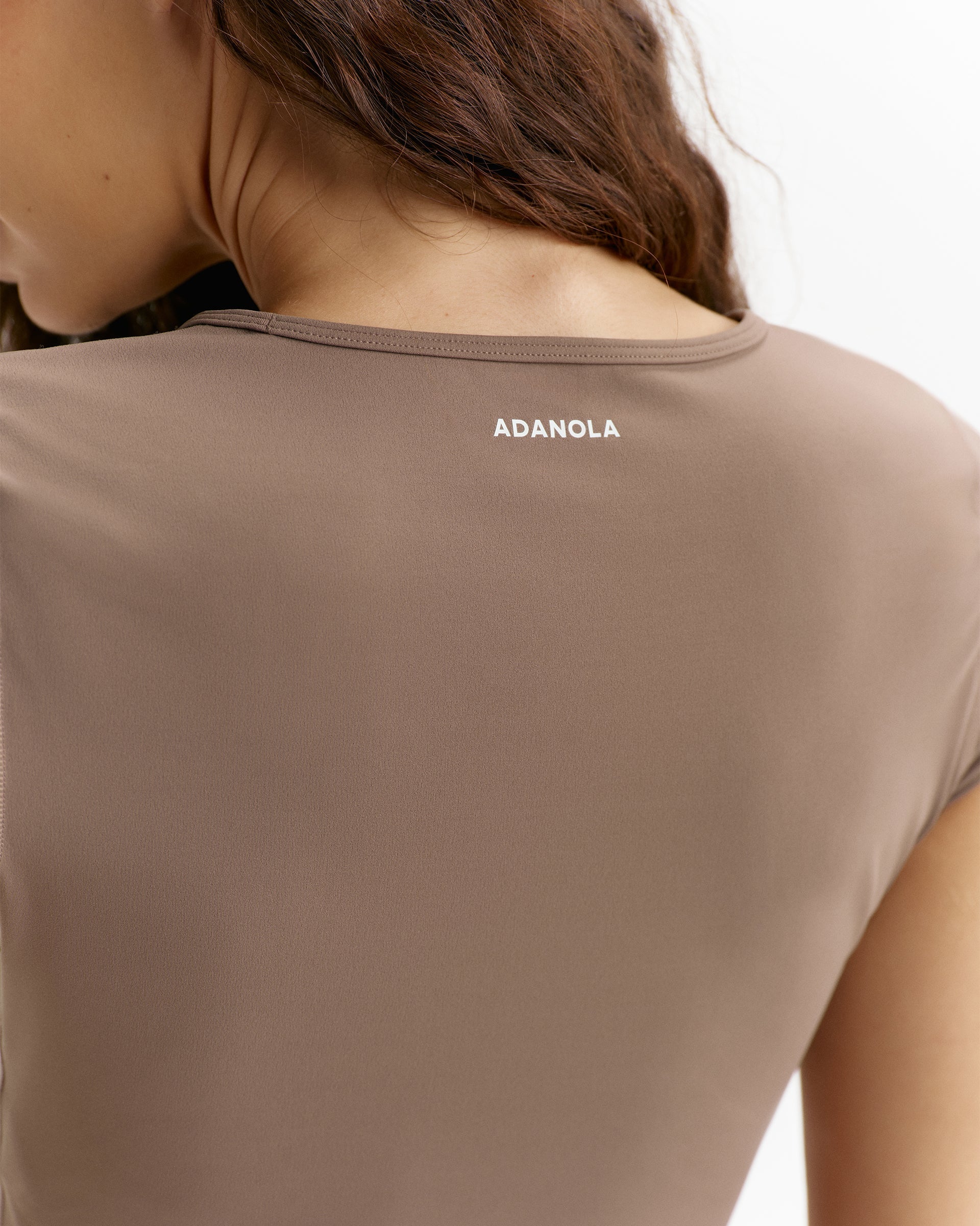V-Neck Short Sleeve Yoga Top - Walnut Brown