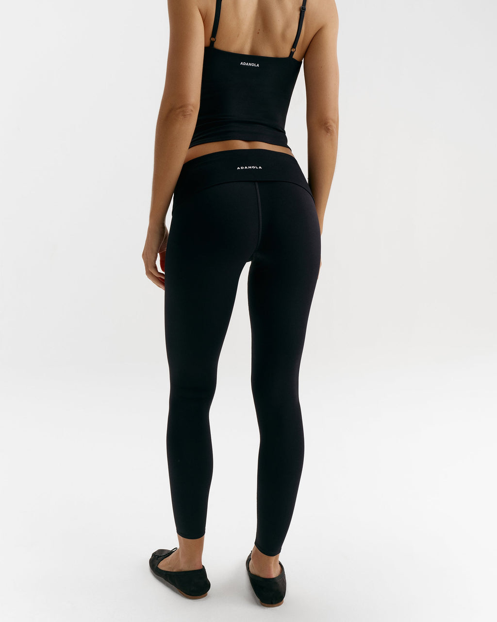 Low Rise Fold Over Yoga Leggings - Black