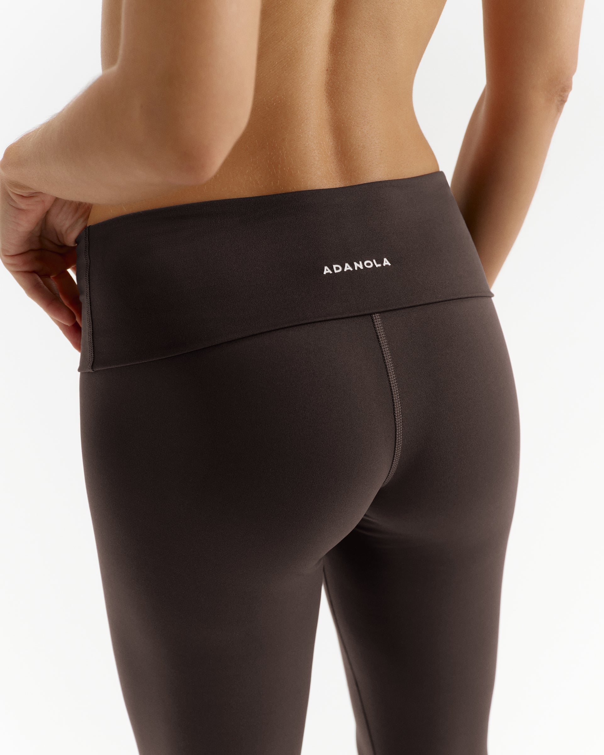 Low Rise Fold Over Yoga Leggings - Coffee Bean