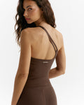 Ultimate Double Strap One Shoulder Tank - Chocolate Brown
