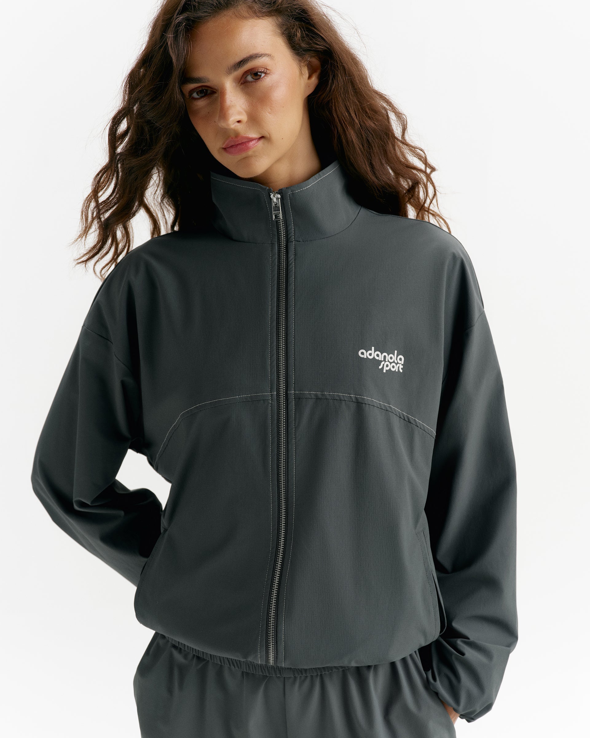 Adanola Sport Top-Stitch Detail Track Jacket - Sea Green