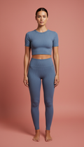 Sculpt Ribbed Crop Top Slate Blue