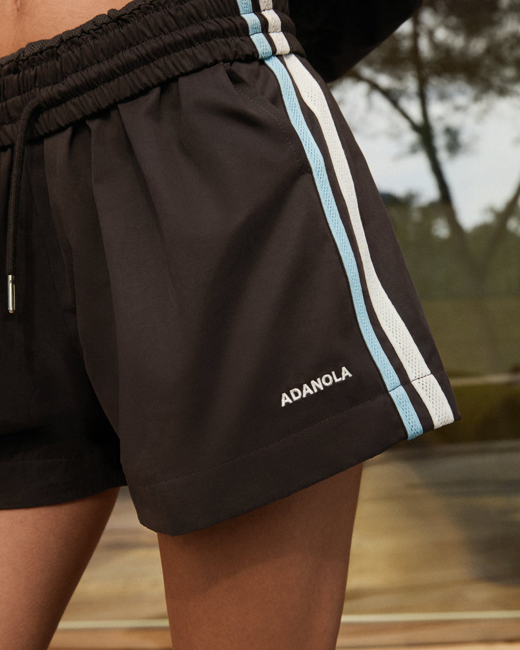 Woven Tape Detail Shorts - Coffee Bean