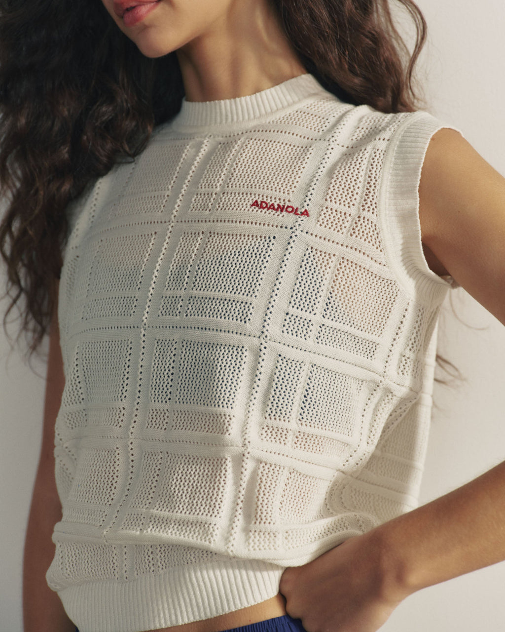 Jaquard Knit Vest Top - Marshmallow White