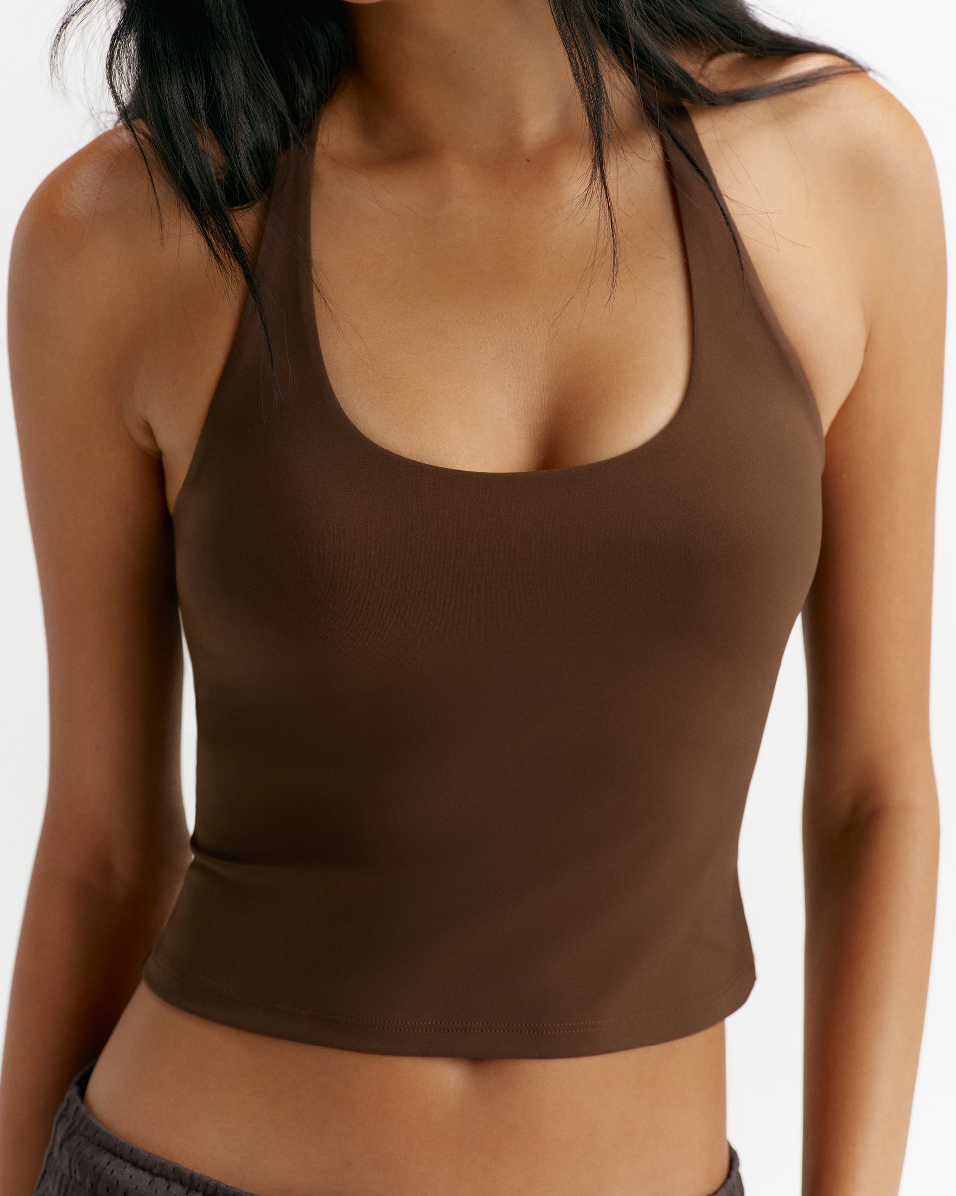 Ultimate Narrow Racer Back Tank - Chocolate Brown