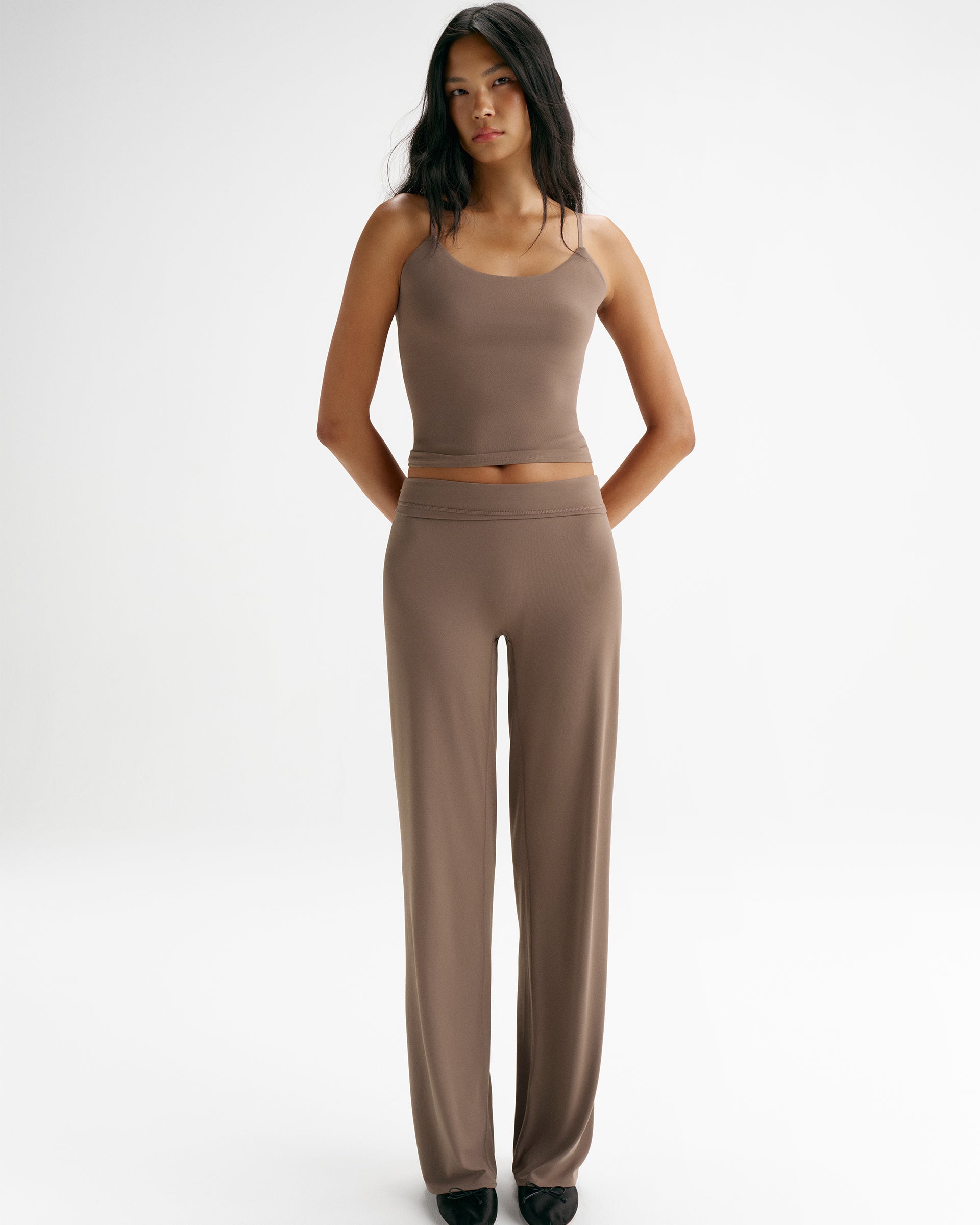Skinny Strap Yoga Top - Walnut Brown