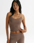 Skinny Strap Yoga Top - Walnut Brown