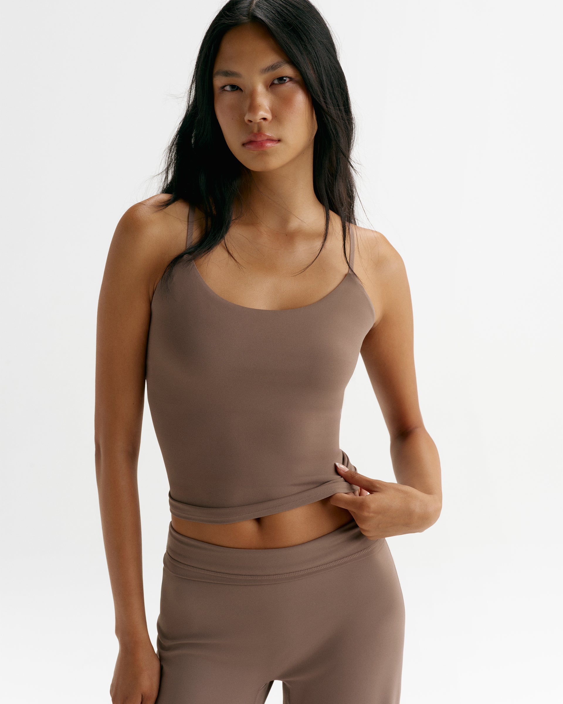 Skinny Strap Yoga Top - Walnut Brown