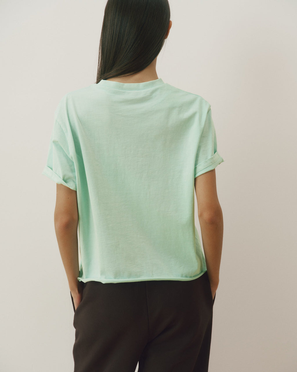 Varsity Mid-Weight Raw Hem T-shirt - Mint Green