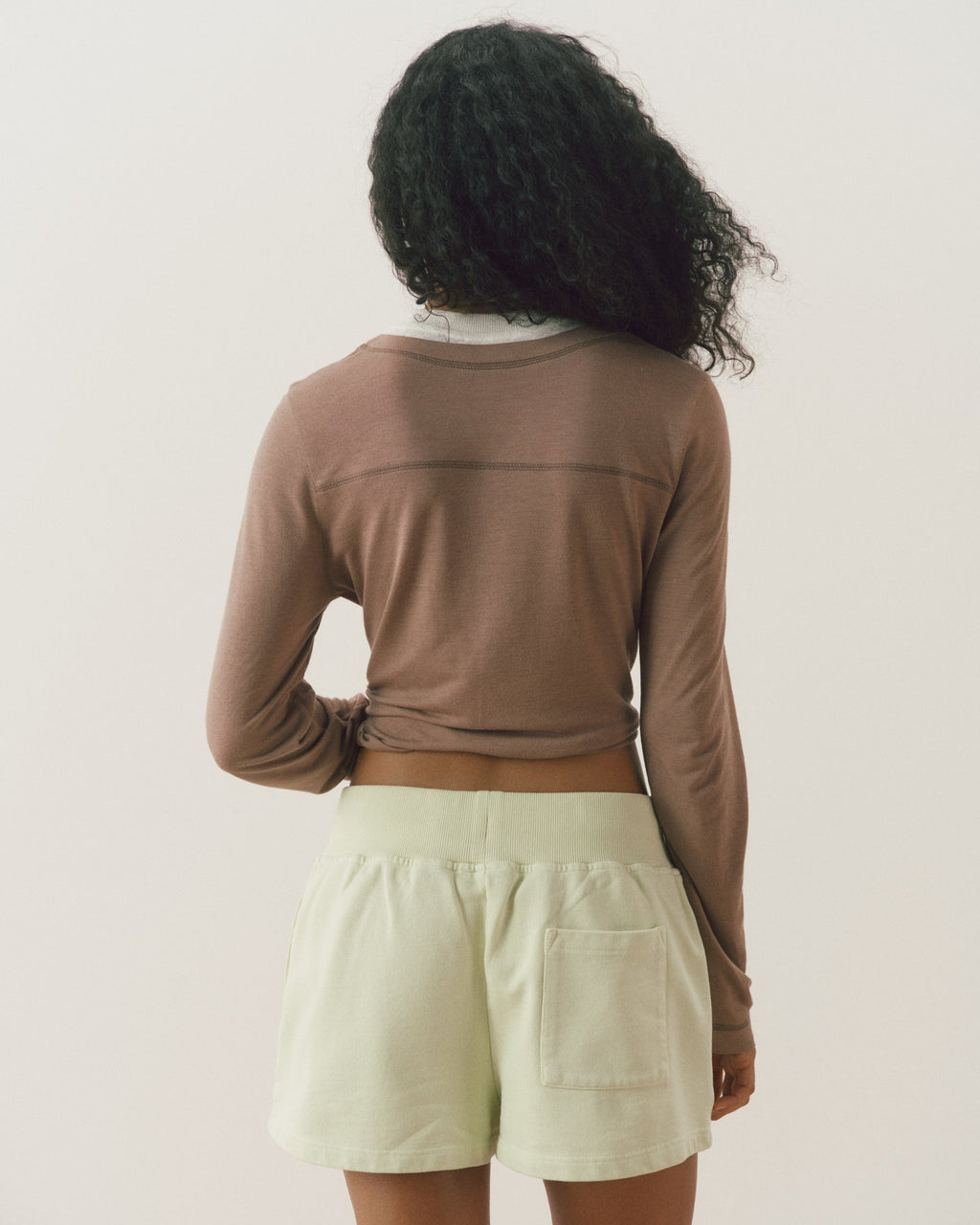 Studio Cropped Sweat Shorts - Washed Lime Green/Coffee Bean