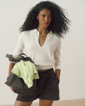 Fine Gauge Knit Collared Top - Marshmallow White
