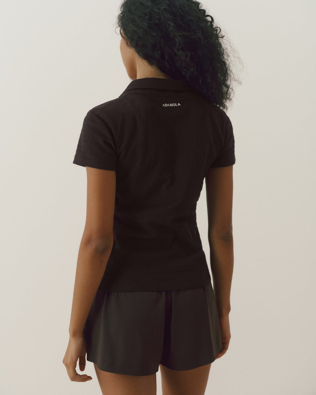 Collared Short Sleeve Top - Coffee Bean