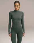 Seamless Longline Zip Up Top - Sea Green
