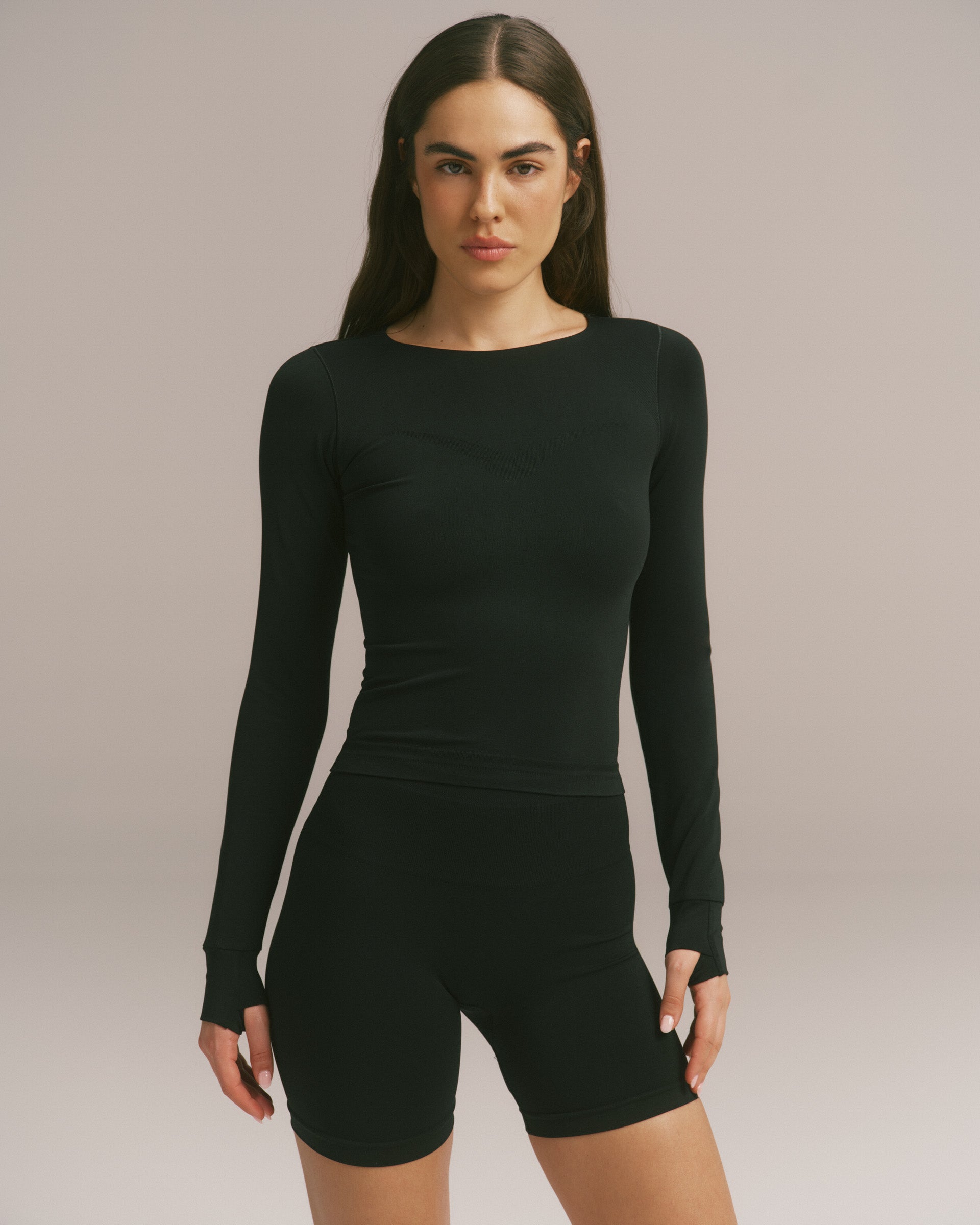 Seamless Long Sleeve Top - Black