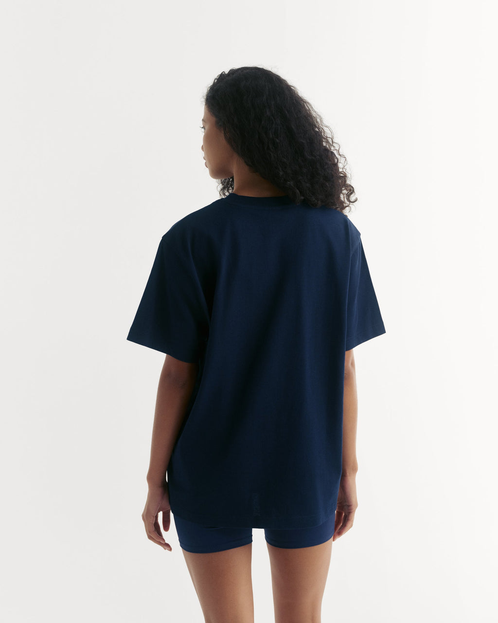 Varsity Short Sleeve Oversized T-shirt - Navy Blue/White