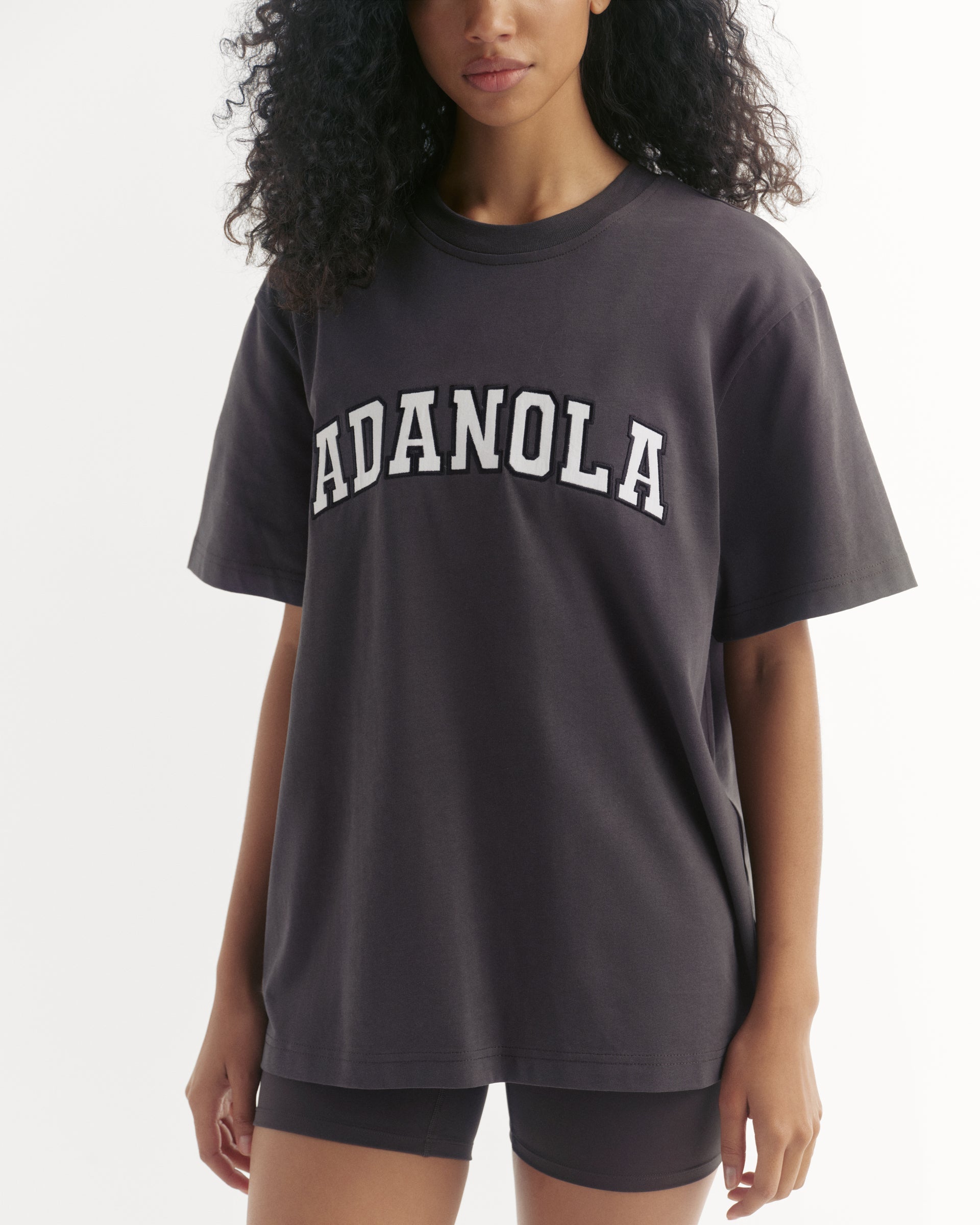 Varsity Short Sleeve Oversized T-shirt - Coffee Bean/White