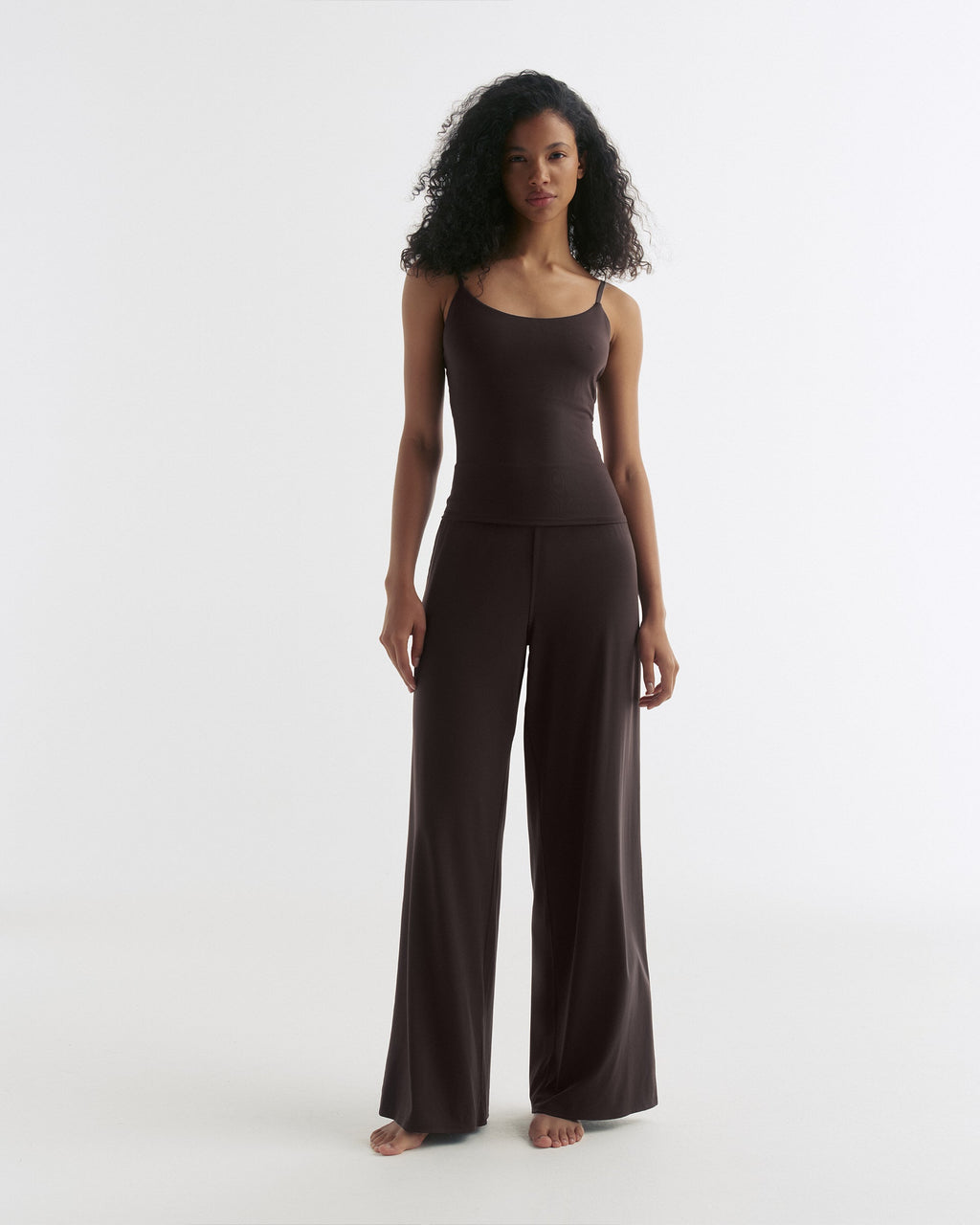Skinny Strap Yoga Top - Coffee Bean