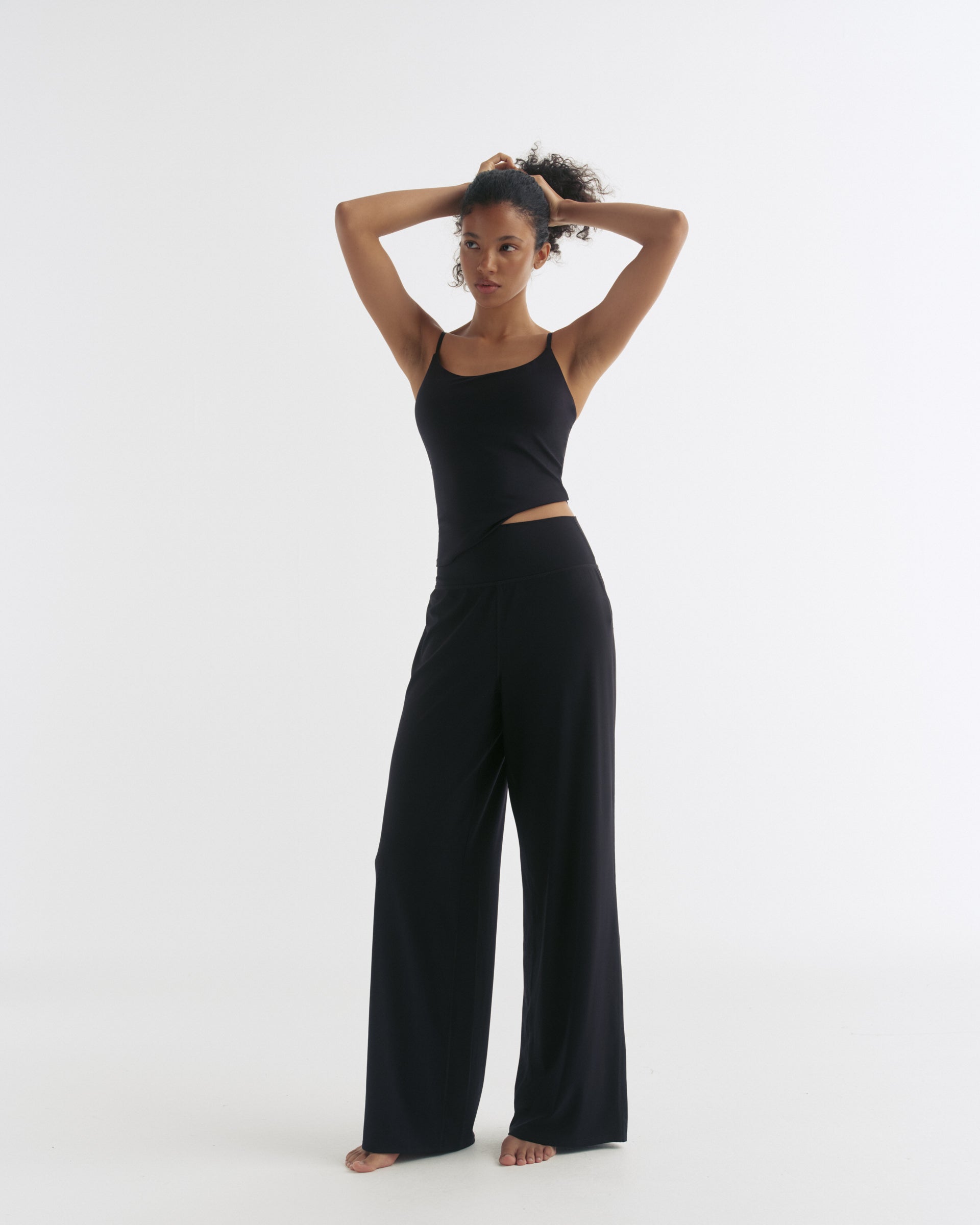 Skinny Strap Yoga Top - Black