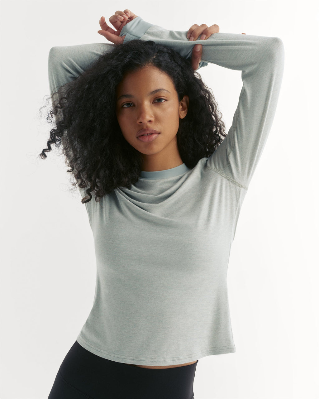 Modal Long Sleeve Technical Top - Cloud Blue