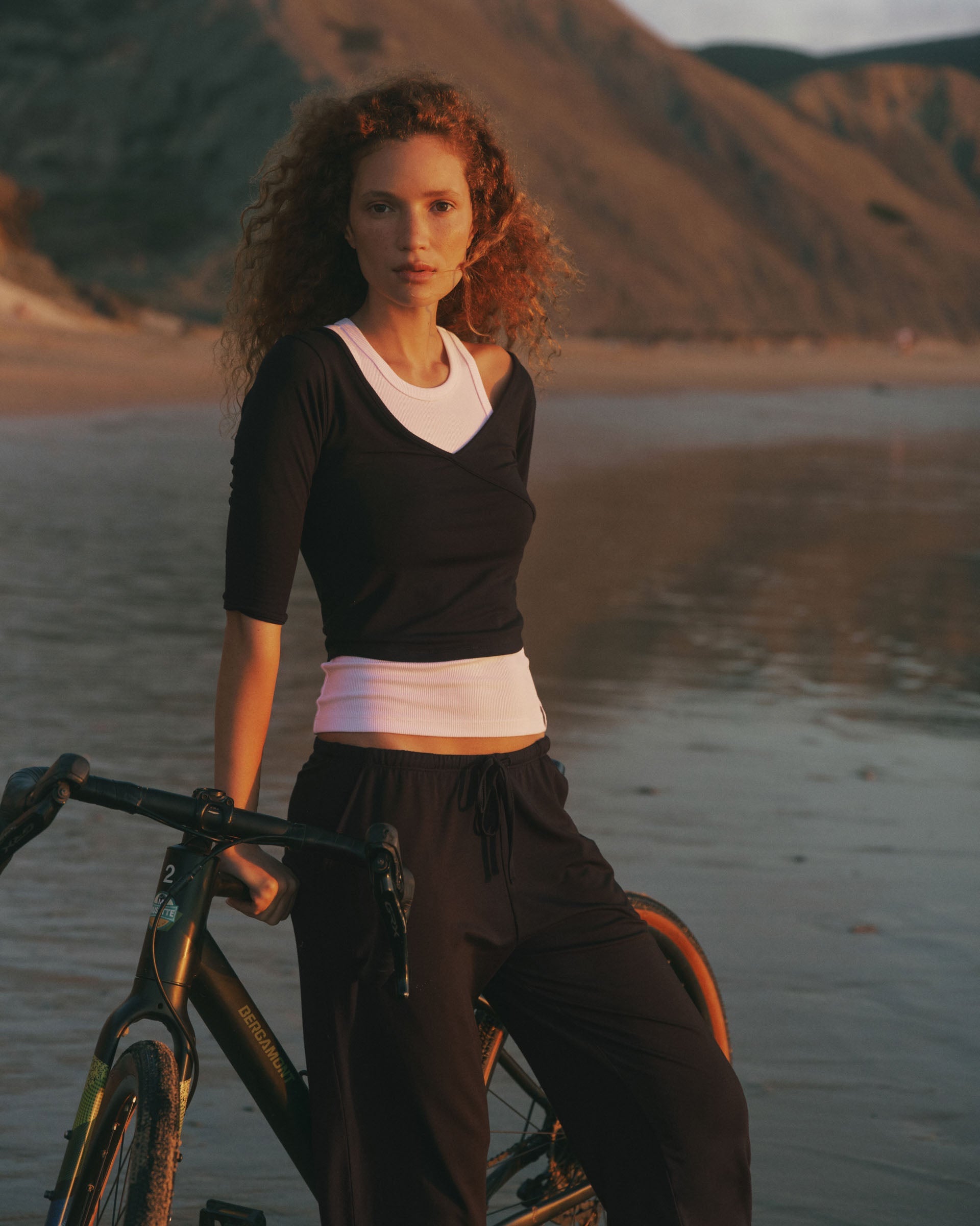 Modal Soft Lounge Long Sleeve Wrap Top - Black