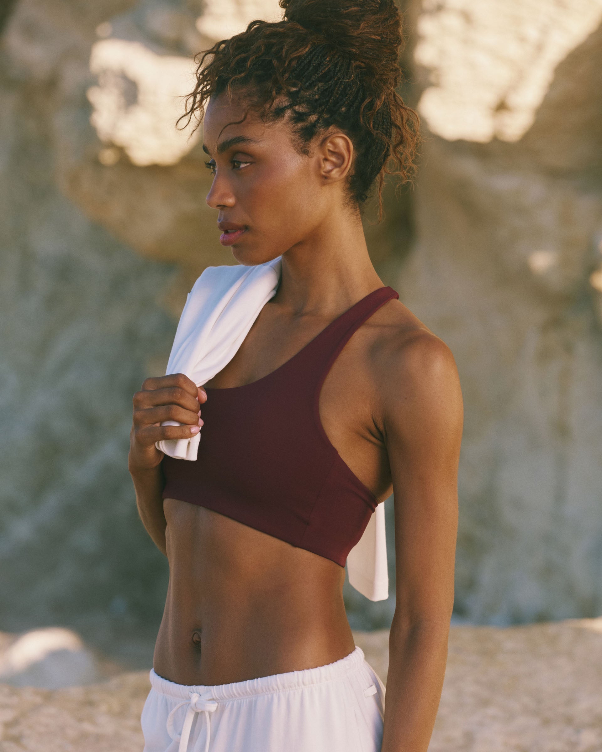 Ultimate Double Strap One Shoulder Bra - Damson Red