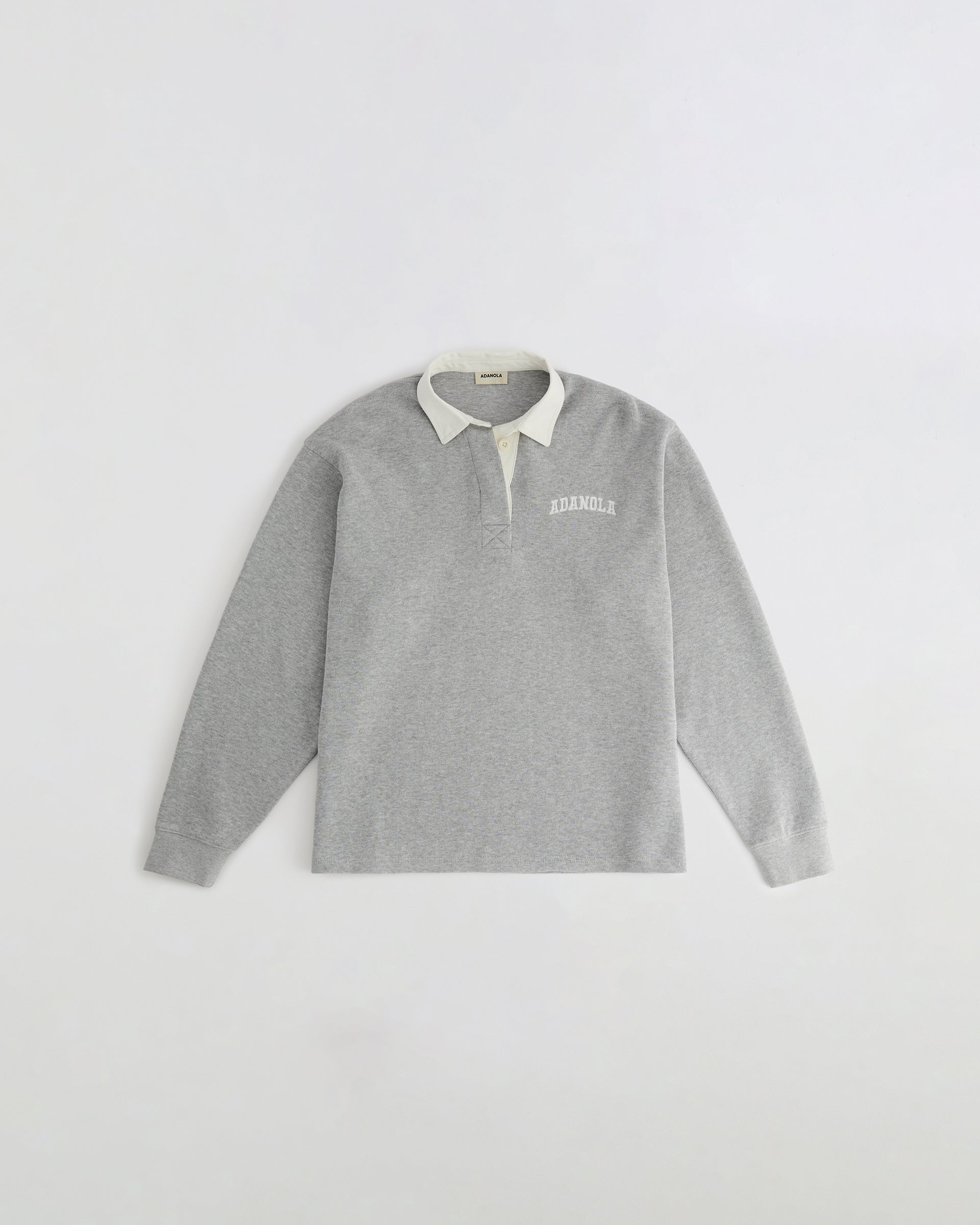 Varsity Oversized Rugby Top - Light Grey Melange/Marshmallow White