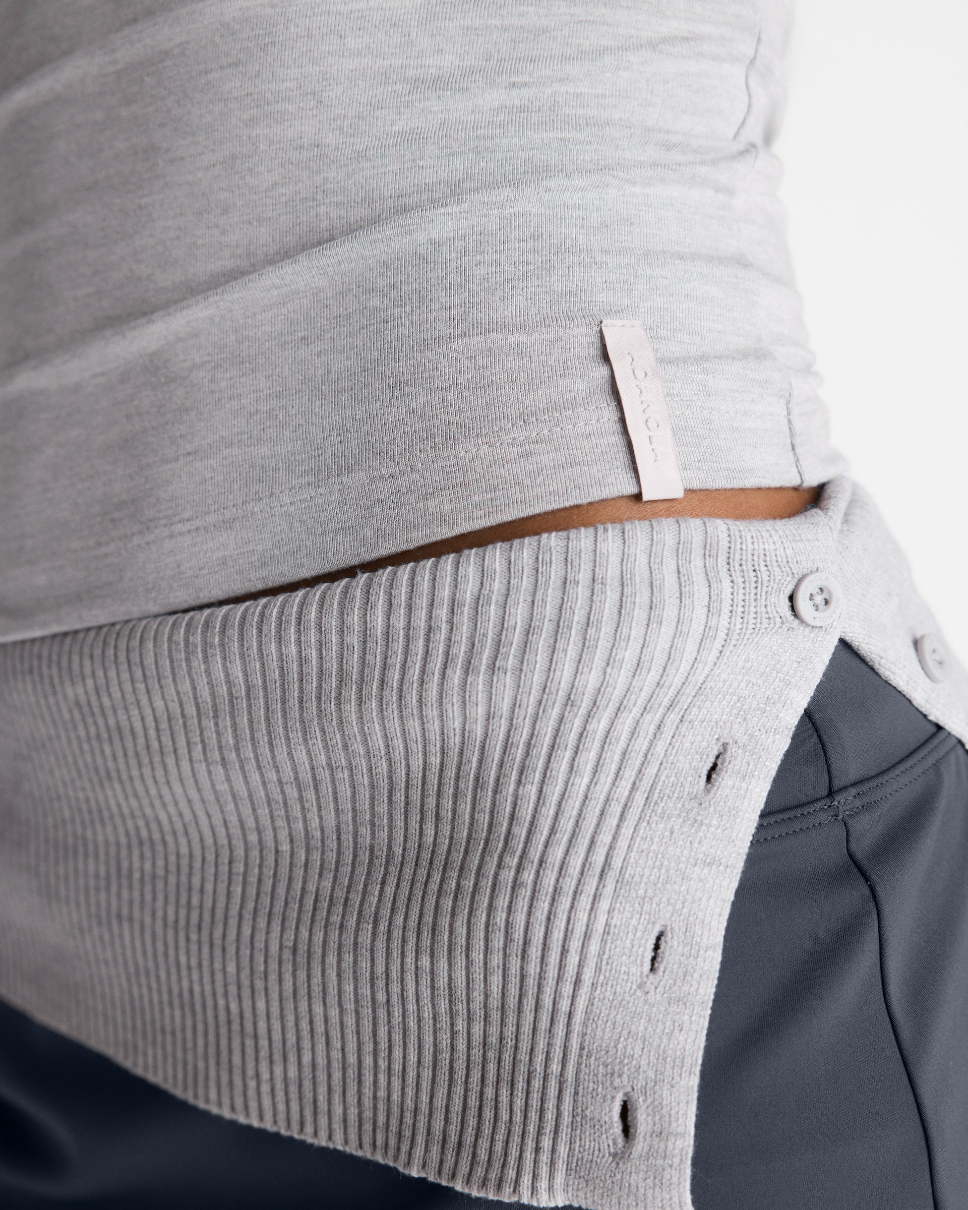 Modal Soft Short Sleeve Top - Light Grey Melange