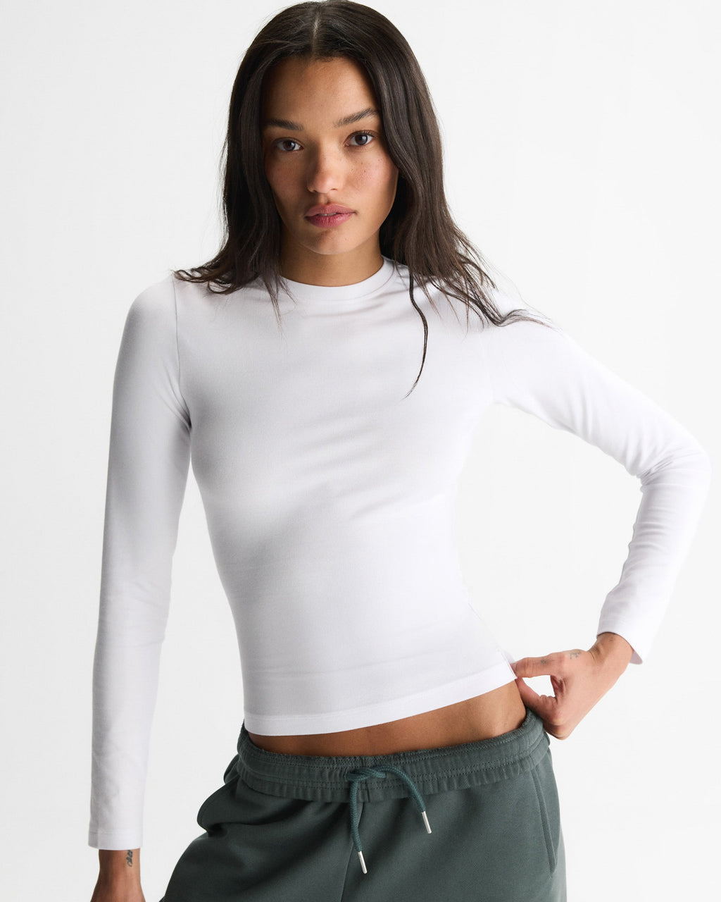 Modal Soft Long Sleeve Top - White