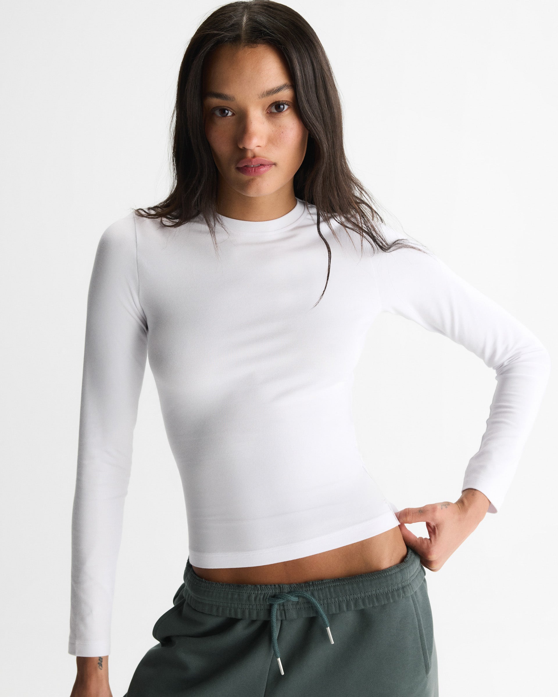 Modal Soft Long Sleeve Top - White