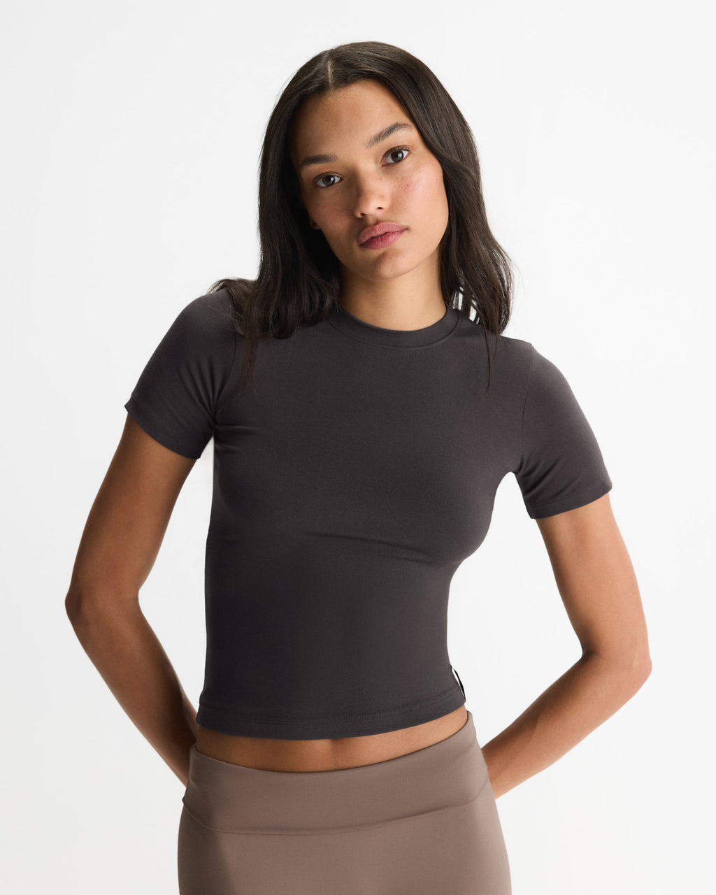 Modal Soft Short Sleeve Top - Coffee Bean