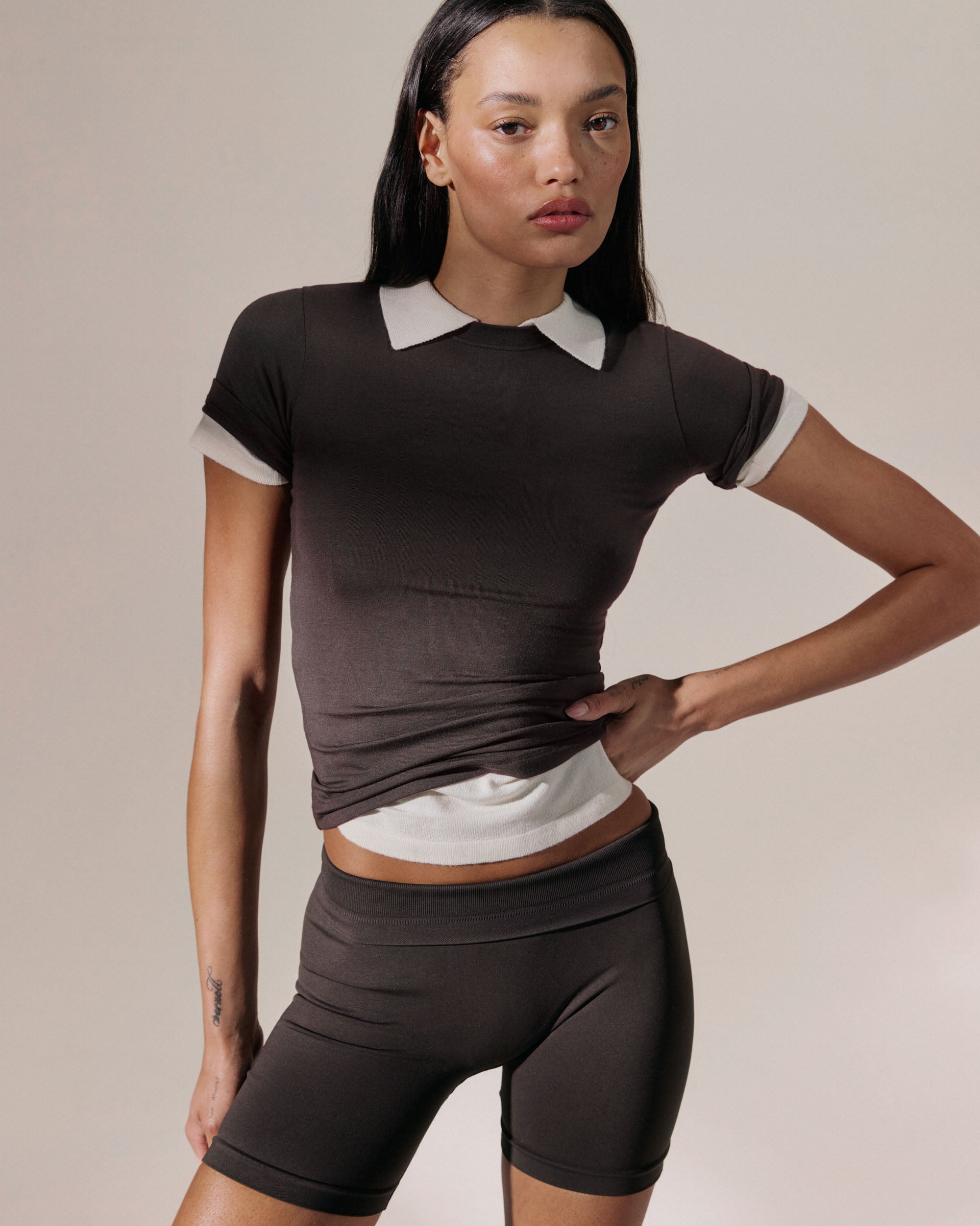 Modal Soft Short Sleeve Top - Coffee Bean
